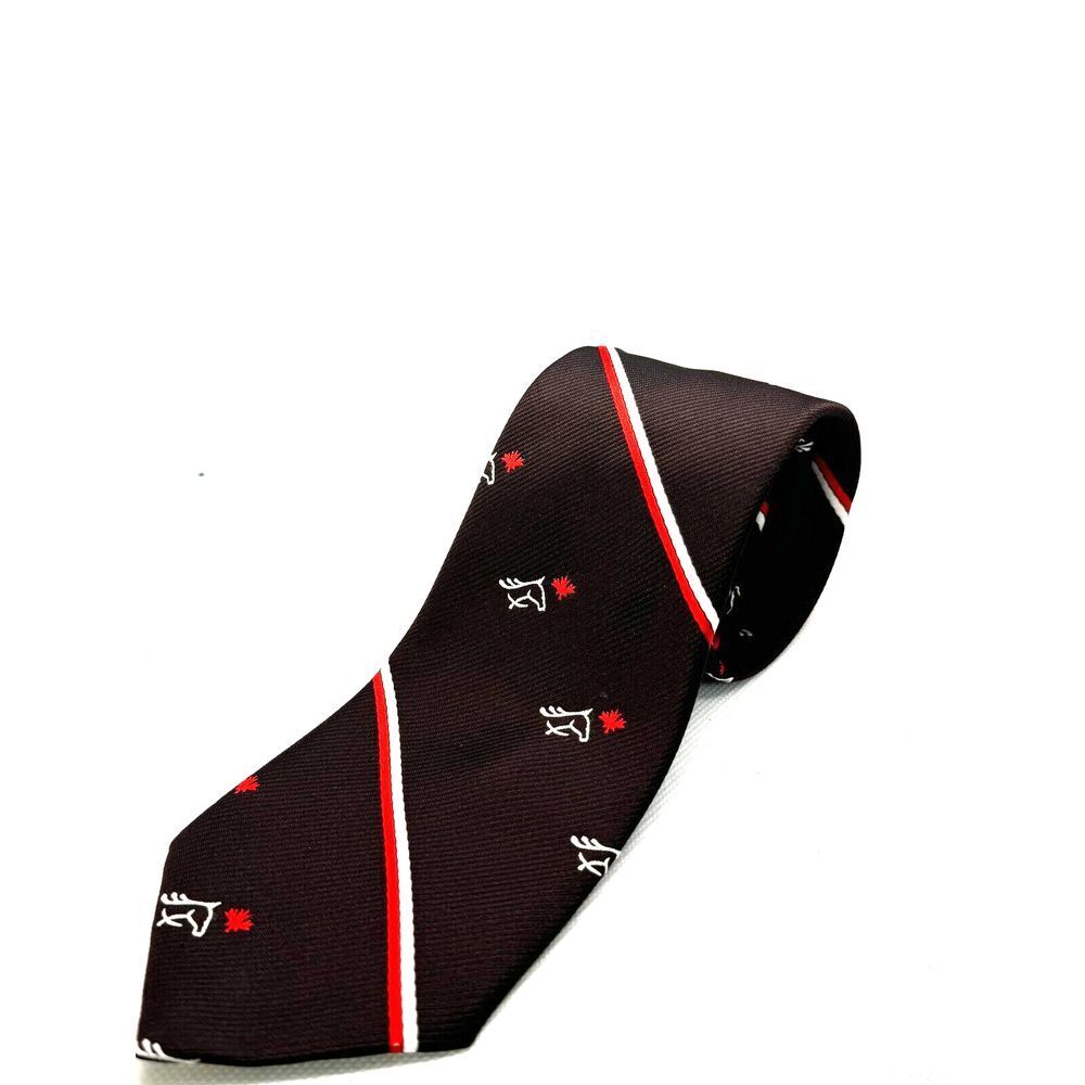 FRAME Mens Necktie‎ Red and White Striped Brown Tie Horse and Star Pattern